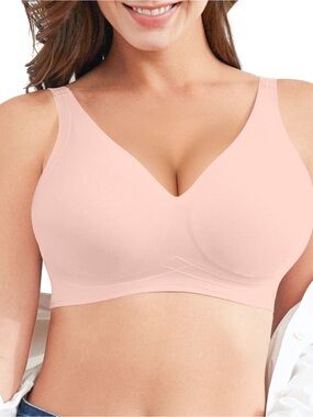 NWT (M) FALORDA Seamless Light Pink Wireless Comfort Bra